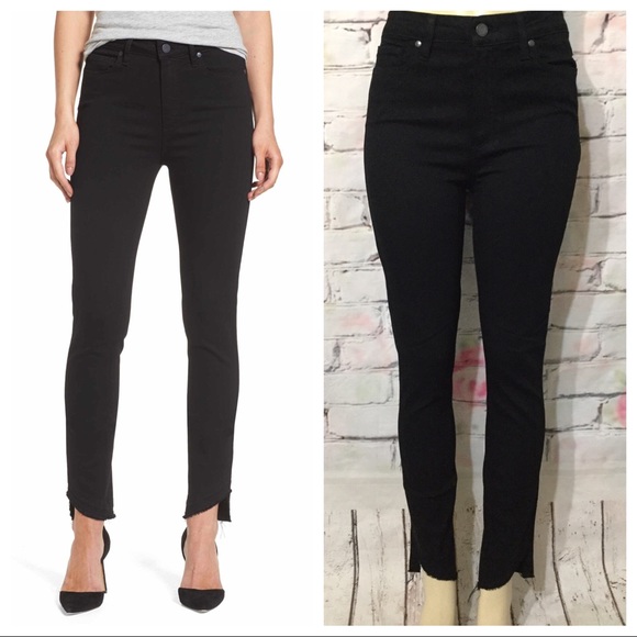 PAIGE Denim - Paige Hoxton Ankle Black Undone Hem Jeans Sz 30